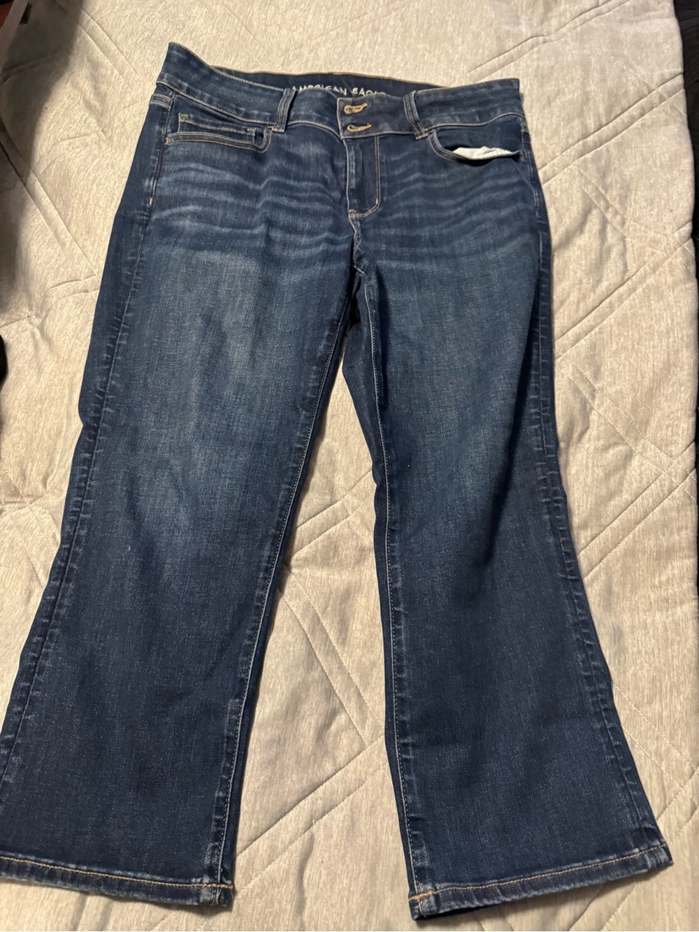 American Eagle Outfitters Dark Blue Cropped Bootcut Jeans